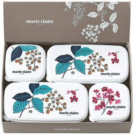 Tamahashi Marie Claire Sealing Containers, Multicolor, Rectangular Shape, 9.8 fl oz (290 ml), Square Shape, 2 Each, 4.6 fl oz (130 ml) Capacity