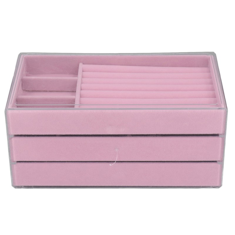 Acrylic Jewelry Organizer 3 Drawers Storage Box Transparent Jewelry Display