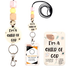 Obookey Lanyard ID Badges Holder - I'm A Child of God Christian Lanyards for ID Badges, Bible Teacher Silicone Beaded Breakaway Name Tag Keys Accessories Religious Gifts for Women Teachers Nurse