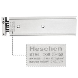 Heschen Dual Aluminum Air Cylinder CXSM 20-150 Guide Rod Plate Double Rod Guided Pneumatic Slide Bearing Cushioned 20mm Bore 150mm Stroke Double Acting
