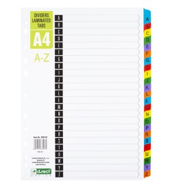 D.RECT A4 Colour Coded Laminated Index Tabs for Documents Tabs A-Z