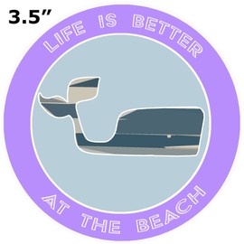 Athena Brands Blue Whale Life is Better at the Beach - Car Truck Window Bumper Sticker Decal - Panama Purple