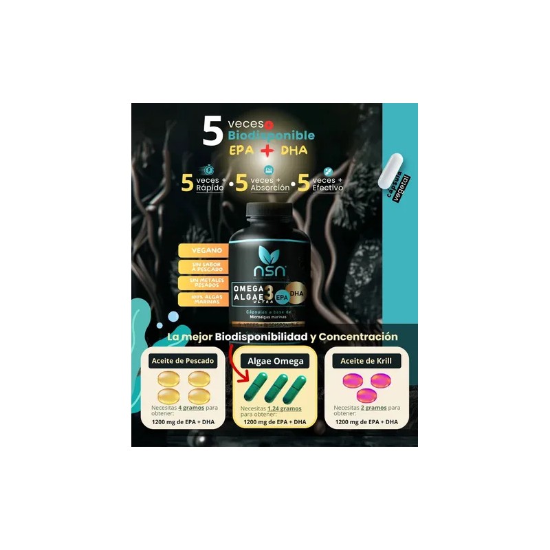 Algae Omega 3 Ultra Dha Y Epa Microalgas Marinas Sabor