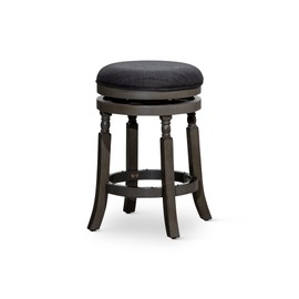 DTY Indoor Living Palmer Lake Swivel Stool, 24” Counter Height, Weathered Gray, Charcoal Seat