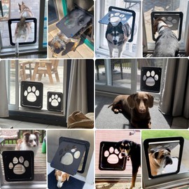 PETLESO Large Dog Door for Screen Door, Easy Install Lockable Pet Screen Door for Sliding Door, Doggy Screen Door, Gray, Inside size: 14''x12''