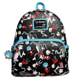 Loungefly Dr Seuss Cat in the Hat AOP Double Strap Shoulder Bag Purse
