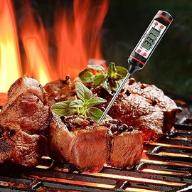 Keenso Termómetro Digital para Carne con Sonda - Pantalla LCD, Acero Inoxidable - Precisión Profesional para Parrilla, Horno y Cocina                 