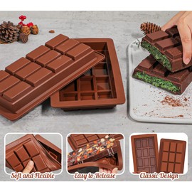 Webake 1 Inch Deep Chocolate Bar Mold 12 Snap, Large 2 Pack Silicone Thick Chocolate Bar Molds, Big Dubai Chocolate Bar Mold for Stuffed, Perfect for Filling Knafeh Pistachio