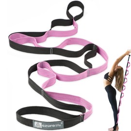 A AZURELIFE Premium Durable Stretch Straps with Loops, Stretching Strap for Physical Therapy, Multi-Loop Yoga Strap Fitness Exercise Strap for Yoga, Pilates, Dance, Flexibility&Exercise