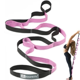A AZURELIFE Premium Durable Stretch Straps with Loops, Stretching Strap for Physical Therapy, Multi-Loop Yoga Strap Fitness Exercise Strap for Yoga, Pilates, Dance, Flexibility&Exercise