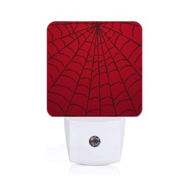 FSHVQKD Red Spider Web Night Light,Plug Into Wall Decor for Stairway,Hallway,Kitchen,Dusk to Dawn Sensor Nightlights for Boys/Girls/Women/Men Room Gifts