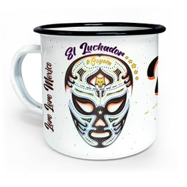 Lero Lero México - Pocillo/Taza de Peltre Personalizada - Lucha Libre Mexicana - Tazas Personalizadas con Nombre - Taza Sublimada - Taza con Inicial - 10 oz 300 ml - Perfecta para Regalo u Oficina.