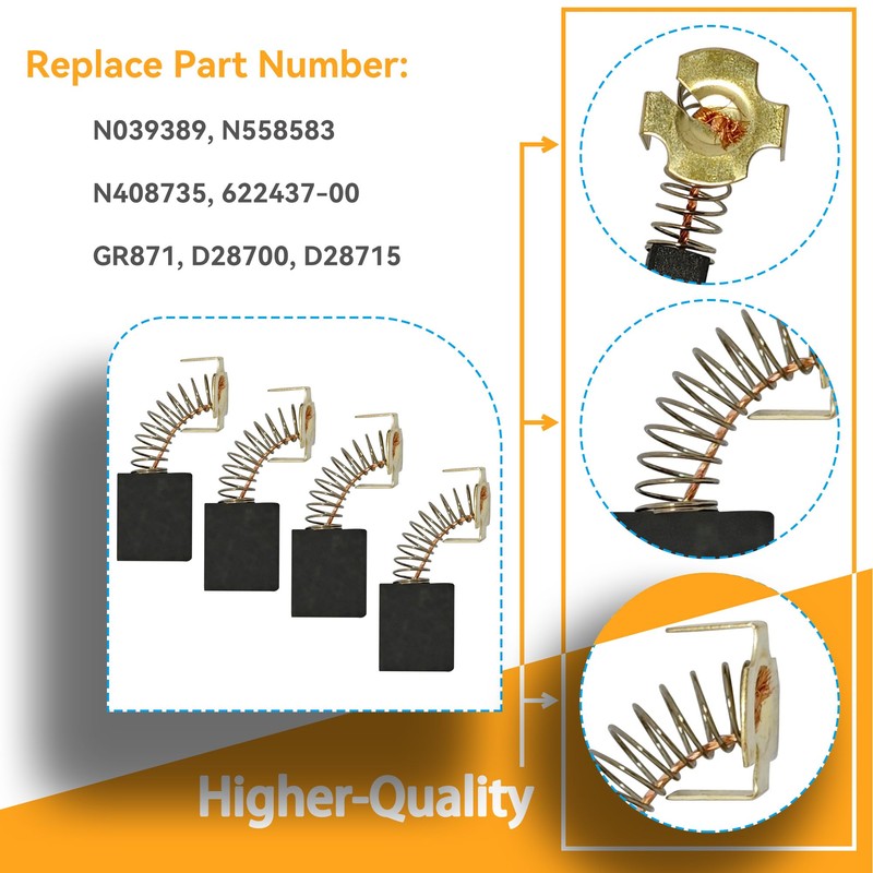 N039389 N558583 N408735 Carbon Brush for DeWalt GR871 D28700 D28715