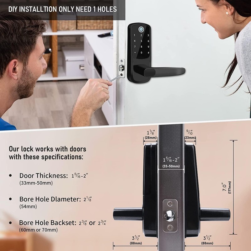 Xenocam Smart Door Lock with Handle,Keyless Entry,8-in-1 Fingerprint Door Lock