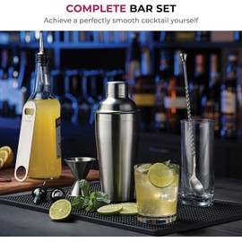 Cocktail Shaker Set 7-Piece, Bar Tools Stainless Steel Bartender Kit, with All Bar Accessories, Cocktail Strainer, Double Jigger, Bar Spoon, Bottle Opener, Pour Spouts
