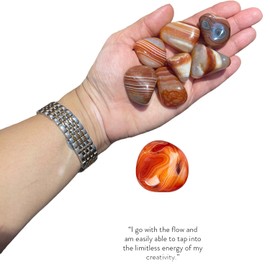 BellaMira Red Banded Agate Tumblestone Healing Crystal, Single Polished Stone, Healing Crystal for Centring, Grounding, Determination, Courage, Increased Energy, Love, Abundance, Acceptance