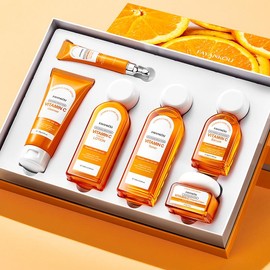Korean Vitamin C Skincare Set, 6-In-1 Skincare Gift Set With Cleanser,Toner,Serum,Lotion,Eye & Face Cream - Skincare Kit for Moisturizing,Anti-Aging - Specification: Six Piece Set