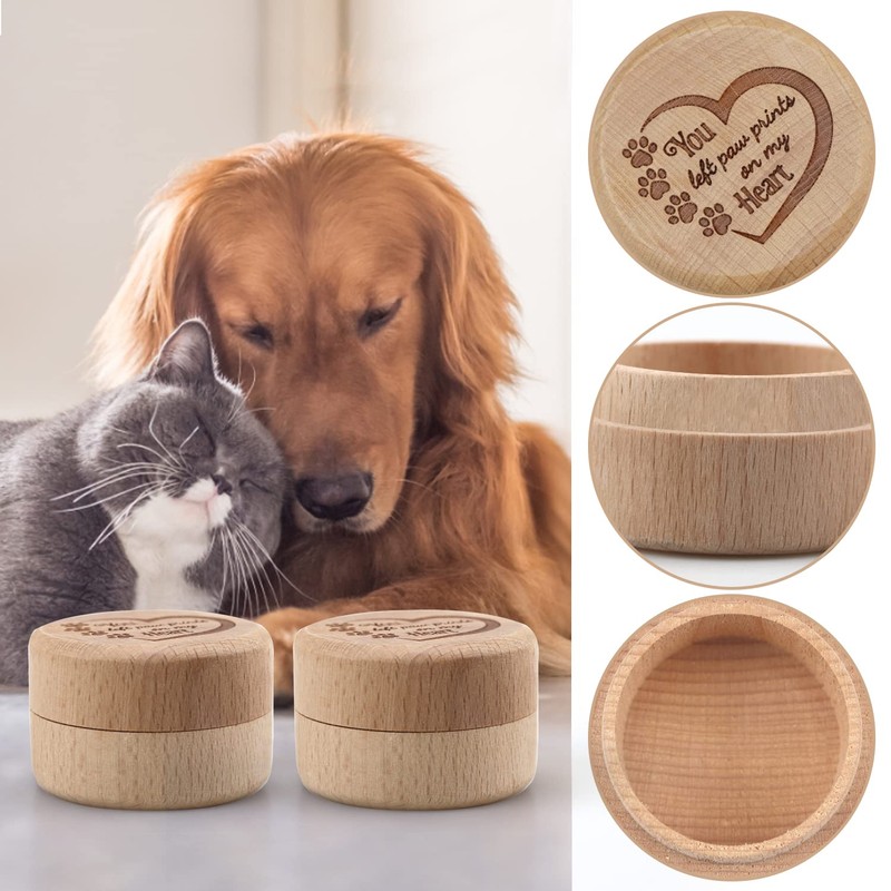 Wooden Pet Memorial Box Carved Souvenir Box Fur Keep Sake