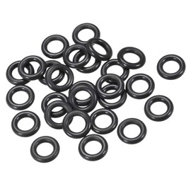 sourcing map Fluorine Rubber O Rings, 9mm OD, 5.2mm Inner Diameter, 1.9mm Width, Seal Gasket Black 25Pcs
