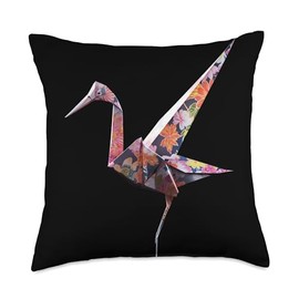 Origami Master Folding Paper Craft Origami Crane Bird Japanese Art Paper Folding Artist Throw Pillow, 18x18, Multicolor