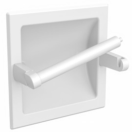 WZKALY White Recessed Toilet Paper Holder for Regular Rolls,White Pivoting Toilet Paper Holder Wall Mount Made of Metal, in Wall Toilet Paper Holder White, Bathroom Toilet Paper Wall Holder
