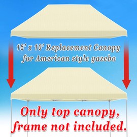 Strong Camel 15'x10' Pop Up Canopy Top Canopy Tent Replacement Top Gazebo Tent Cover (Ecru)