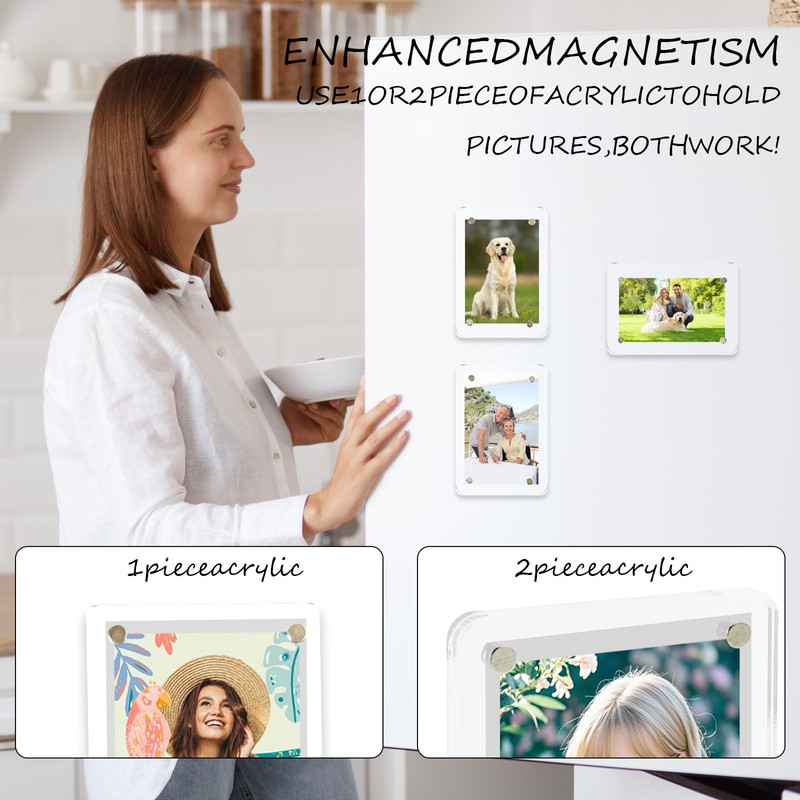 Nirvany 12 Pack Magnetic Acrylic Picture Frames for Refrigerator –