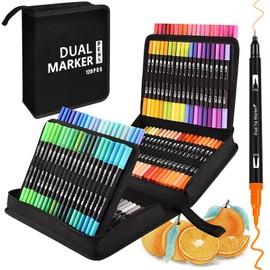 VAKKI 60 Dual Tip Colouring Pens, Felt Tip Brush Pens for Adults and Children, Drawing Pens Art Pens for Painting, Writing, Drawing and Sketching