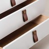 POFET 5pcs Handmade Leather Cabinet Door Handle Pulls Knob Dresser