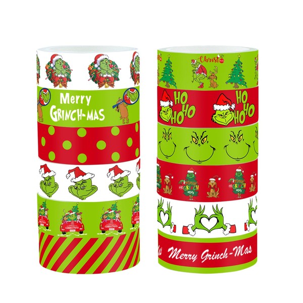 sparkepic 12 Rolls Christmas Washi Tape - Festive Cartoon Characters,