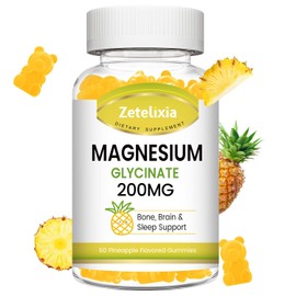 Gomitas de glicinato de magnesio de 200 mg, suplementos de glicinato de magnesio de alta absorcin para relajacin, masticables de magnesio para...     