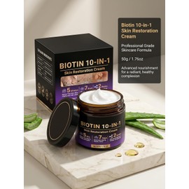 Biotin 10-in-1 Skin Restoration Cream, Natural Collagen Lifting Moisturizer, Deep Hydration Repair Lotion for Dryness Fine Lines and Uneven Texture, Suitable for All Skin Types 50g (2)