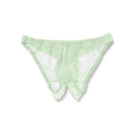 La Paume 322031 Women's Bikini Panties, Opening, Full Back Panties, 20 Half Fabric, Invisibility Lace, Women's, Green, green