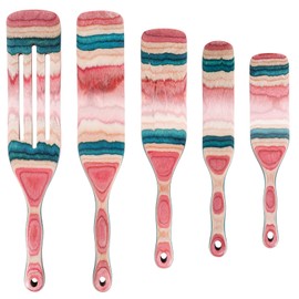 MYRAINBOW A5-3 Spurtle Set, Wooden Utensils for Cooking, Kitchen Utensils Set, Pakkawood Kitchen Cooking Utensils Set, Apartment Essentials Wood Serving Spatula spoon, Home & kitchen Gift