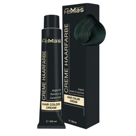 FemMas Hair Colour, Professional Cream Hair Colour with Argan Oil, Keratin & Ceramides, as Permanent Hair Colouring or Tint for Radiant, Durable Colour Results, Pure & Mix Green, 100 ml