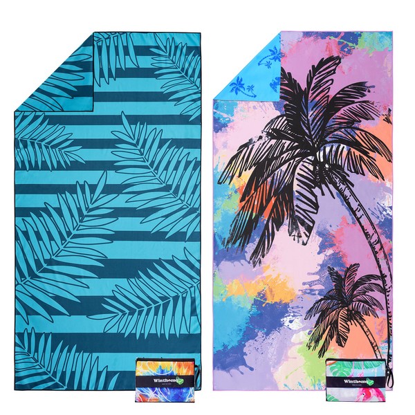 2 Pack Microfiber Beach Towel Quick Drying, Extra Large 71"