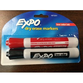 Expo 2 Packs 2 Count Expo Dry Erase Markers Chisel Tip, Low Odor Ink Black/Red
