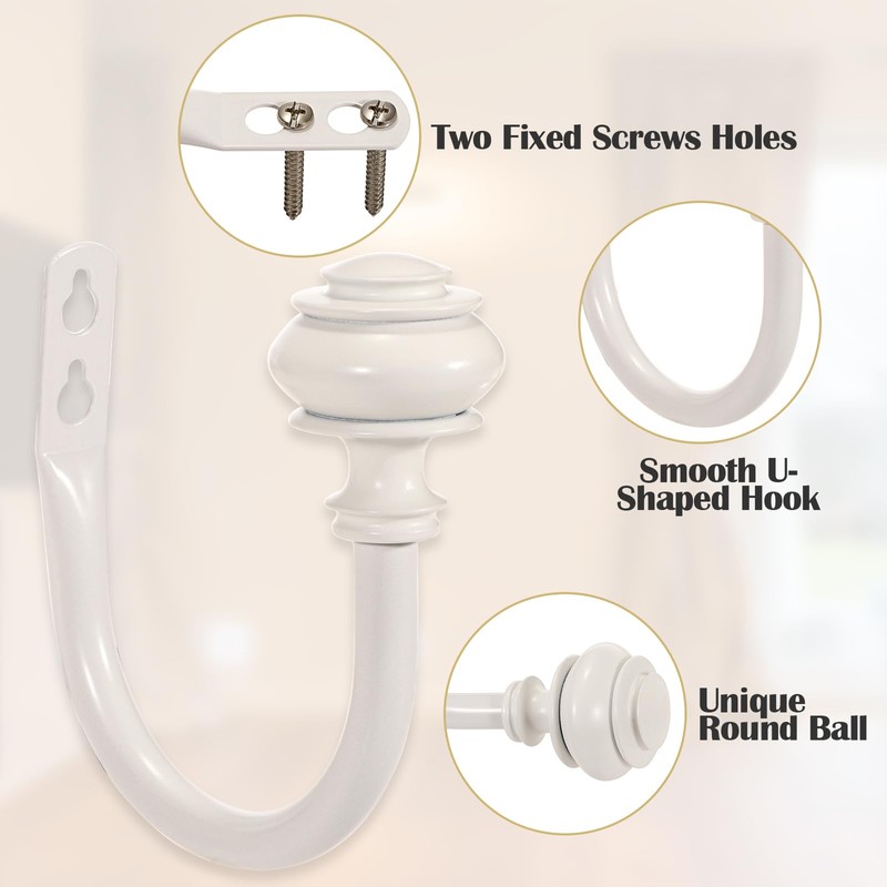Sumnacon Set of 2 Decorative Curtain Holdbacks,Elegent Wall Mounted Aluminum