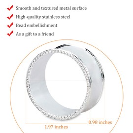 Frjjthchy 6 Pcs Stainless Steel Bead Side Napkin Rings Delicate Serviette Buckles (Silver)
