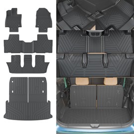Rongtaod Floor Mats Compatible with 2024 2025 Lexus TX350 TX500h TX550h+ Trunk Mat Trunk Liner Cargo Liner Back Seat Cover Protector TX 6&7 Seats Accessories (Floor Mats+Cargo Mat with Backrest Mat)