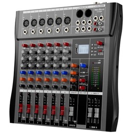 Professional DJ Audio Mixer - NEW BAXS 6 Channel DJ Bluetooth Controller Sound Mixer,USB Interface,6 XLR Mic/Line Input,AUX,FX Processor MP3 Player,+48V Phantom For Karaoke Studio Streaming Recording