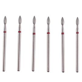 MZCMSL 6 brocas limpiadoras de cutículas de diamante en forma de llama, kit de brocas de manicura Pro Dry, broca de mango 3/32