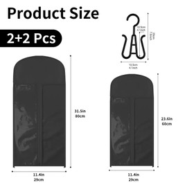 4-Pack Wig Storage Bags with Hanger (2 Large 31.5in +2 Medium 23.6in) Dual Size Transparent Window Organizer, Dustproof for Multiple Wigs & Extensions