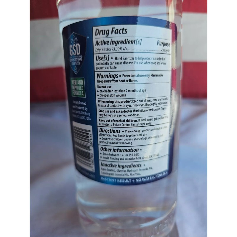 GSD Advanced Hand Sanitizer Liquid 73.3% Alcohol Based 1 Liter