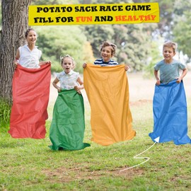 25 PCS Potato Sack Race Bags, Outdoor Games Sack Race Bags Set Includes 3-Legged Race Bands, Egg Spoon Relay Race, Plastic Medals, Carnival Outdoor Lawn Party Field Day Games for Adults & Family