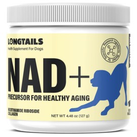 LongTails NAD+ Precusor Collagen Dog Supplement, Bone Broth and Liver for Senior Dogs, NR Cognitive Cellular Heart Joint Support, Dog Muscle Builder, Daily Powder, 4.48 oz