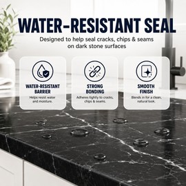 MendMight Black Quartz Countertop Repair Kit, Professional Tile, Marble and Granite Repair Kit for Edge Chips, Cracks, Scratches and Holes on Quartz, Marble, Porcelain and Other Stone Surfaces