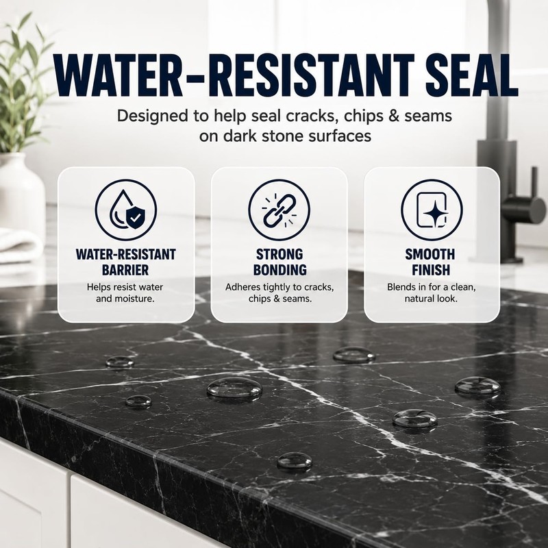 MendMight Black Quartz Countertop Repair Kit, Professional Tile, Marble and
