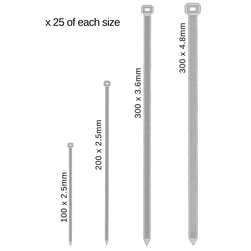 Haus Projekt Cable Ties 100 Pack Black, Mixed Size Assorted