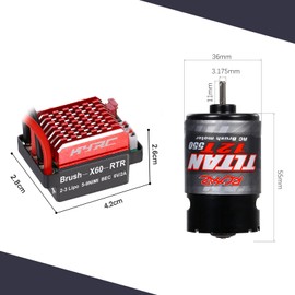 550 12T Brushed Motor with 60A/360A ESC Brushed Electric Speed Controller 6V/2A for Remote Control Racing Car Truck Replacement for TRX 1/10 SLASH